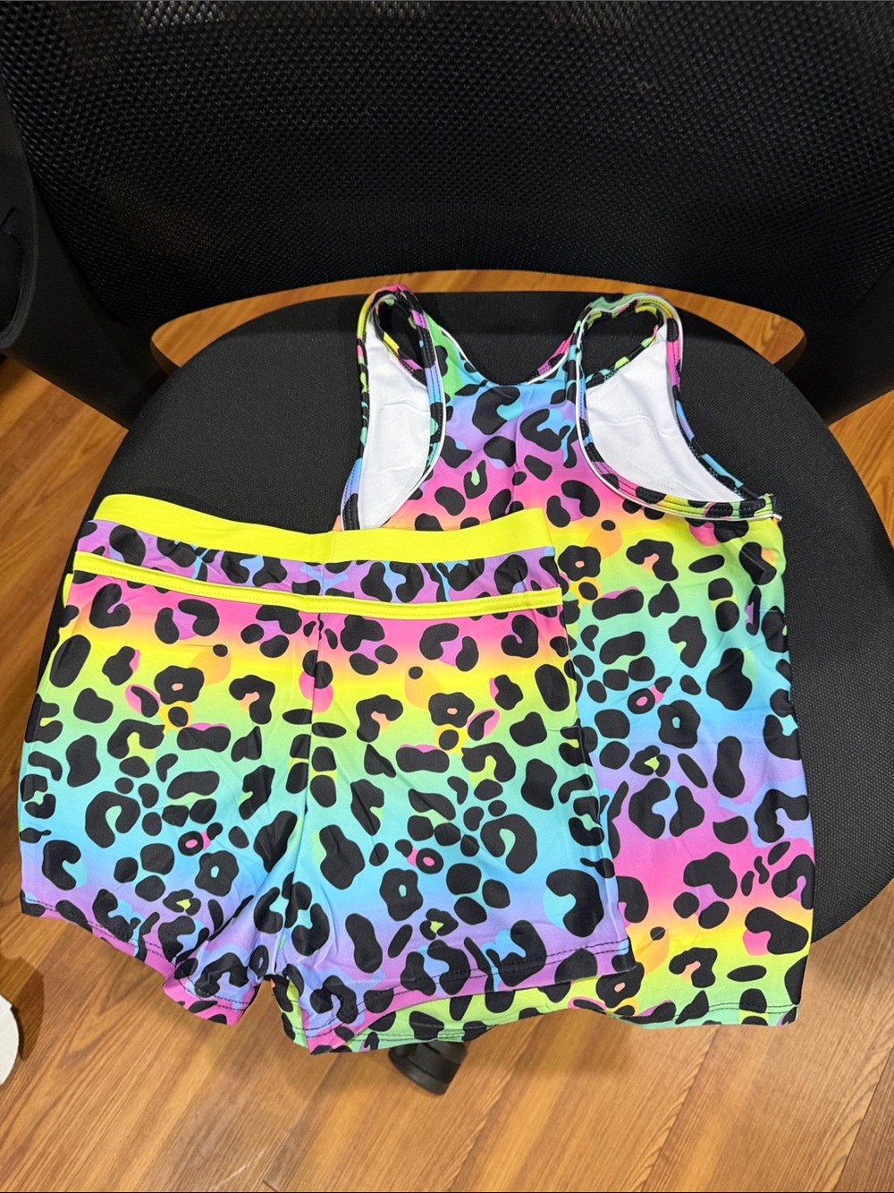 Rainbow Leopard Print Tank Top & Shorts Set